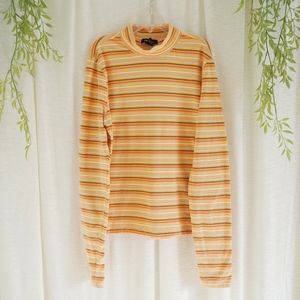Forever 21 Stripe Long Sleeve Turtle Neck Medium